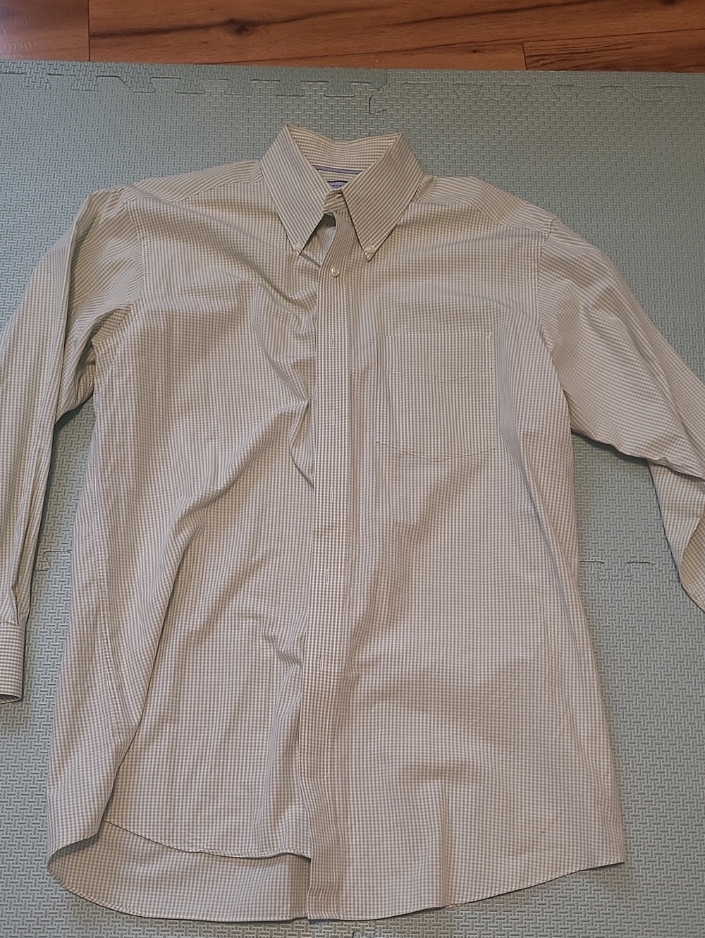 Tommy Hilfiger Men's Dress Shirt - Light Tan Micro-Check